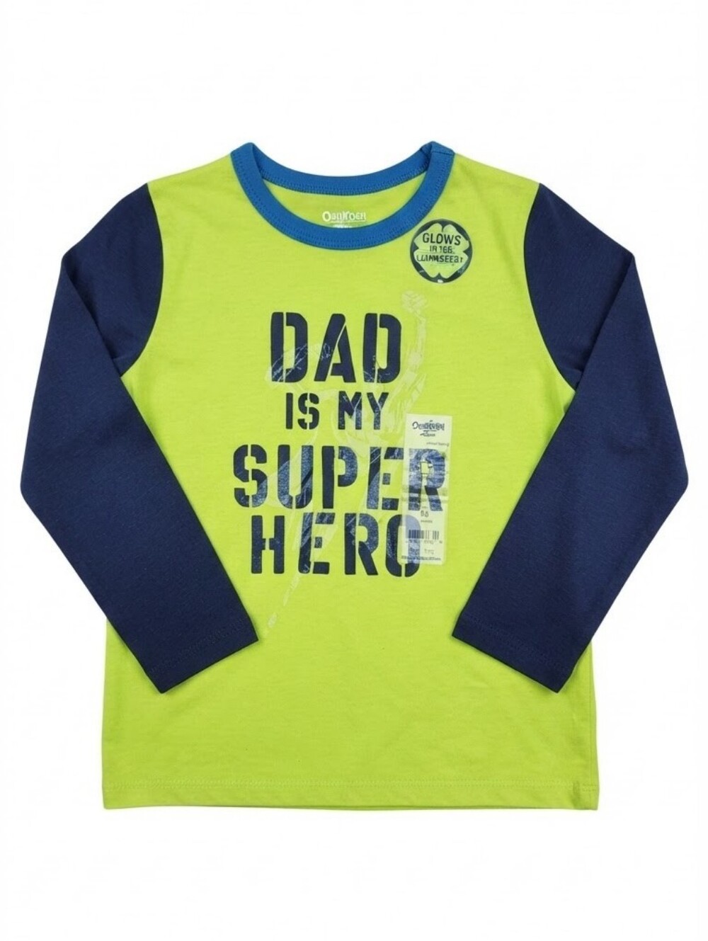 OshKosh Bgosh Boys Dad Is My Superhero Glow In The Dark Long Sleeve Tshirt 5T